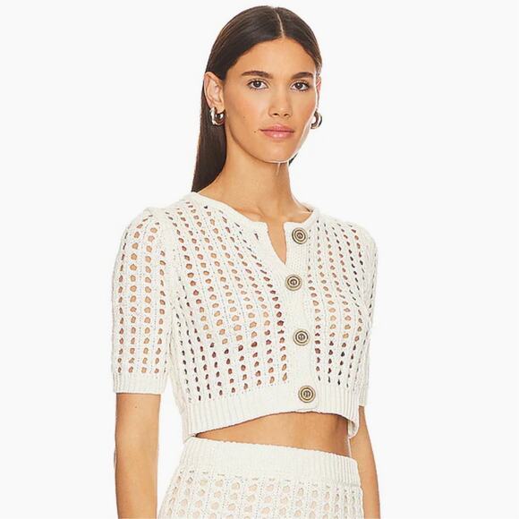 525 America Adele Cropped Short Sleeves Cardi Chalk size S - Picture 3 of 14